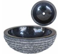 Basin Marble 40cm Bathroom Sink Washing Bowl Furniture Black/White vidaXL