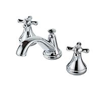 Basin Mixer Faucet 3 Hole Brass Hot and Cold Water Double Handle Bathroom Mixer Faucet-Black(Drawing)