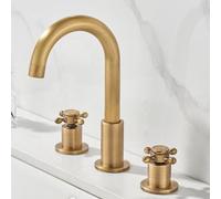 Basin Mixer Tap 3 Hole Antique Brass Hot and Cold Water Basin Tap-D