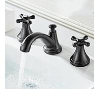 Basin Mixer Tap 3 Hole Basin Tap for Bathrooms Double Cross Handle Bathroom Sink Taps Brass Hot and Cold Black Made in China LWX