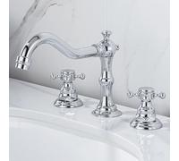 Basin Mixer Tap 3 Hole Basin Tap for Bathrooms Retro Bathroom Sink Taps Dual Cross Lever Hot and Cold Brass Gold Made in China LWX