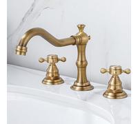 Basin Mixer Tap 3 Hole Basin Tap for Bathrooms Retro Bathroom Sink Taps Dual Cross Lever Hot and Cold Brass Gold Made in China LWX