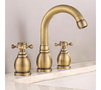 Basin Mixer Tap 3 Hole Basin Tap for Bathrooms Retro Bathroom Sink Taps Hot and Cold Double Cross Handle Brass Antiques Made in China LWX