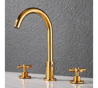 Basin Mixer Tap 3 Hole Basin Tap for Bathrooms Swivel Spout Bathroom Sink Taps Double Cross Handle Hot Cold Chrome Made in China LWX