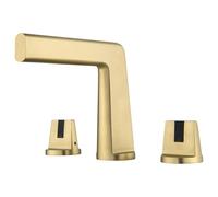 Basin Mixer Tap Bathroom Sink Taps 3 Hole Hot and Cold Double Handle Brass Three Hole Brushed d + Black Lavatory Sink Faucet