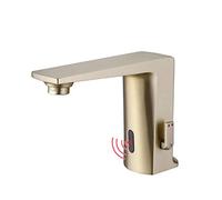 Basin Mixer Tap Bathroom Sink Taps Bathroom Sink Taps Sensor Taps for Wash Basin, Automatic Sink Touchless Infrared Washbasin Tap Brushed Gold Lavatory Sink Faucet