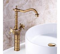 Basin Mixer Tap Bathroom Sink Taps Bathroom Sink Taps Vintage 1 Hole Dual Lever Brass Taps for Bathroom Basin, Antique, Tall Lavatory Sink Faucet