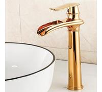 Basin Mixer Tap Bathroom Sink Taps Bathroom Sink Waterfall Tap Gold One Hole, Bathroom Sink Tall Lavatory Sink Faucet