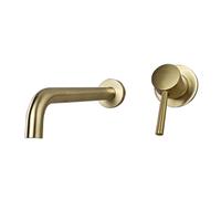 Basin Mixer Tap Bathroom Sink Taps Brass Tap Basin Wall Mounted Single Lever Brushed Gold-One-Piece,25Cm Lavatory Sink Faucet