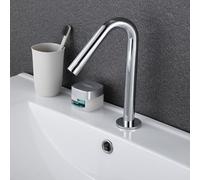 Basin Mixer Tap Bathroom Sink Taps Infrared Basin Tap Sensor Tap Hot and Cold Automatic Battery Powered,Chrome,Low Lavatory Sink Faucet
