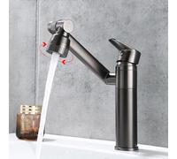 Basin Mixer Tap Bathroom Sink Taps Multifunctional Single Handle Wash with 1080° Swivel Brass Hot and Cold,Grey,Short Lavatory Sink Faucet