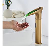 Basin Mixer Tap Bathroom Sink Taps Retro Sensor Mixer Taps Hot and Cold Water Waterfall Led Color Change Basin Tap Touchless Sink Faucet-Antique_High Lavatory Sink Faucet