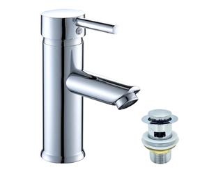 Basin Mixer Tap Bathroom Sink Taps Single Lever, Stainless Steel Modern with High-Arc Spout for Traditional Washbasin with Pop up Waste with 2pcs Explosion-Proof Water Inlet Pipes (Round 1 Hole)