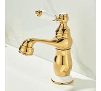 Basin Mixer Tap Bathroom Sink Taps Vintage Single Lever Basin Tap, Brass Hot and Cold Gold Short Lavatory Sink Faucet