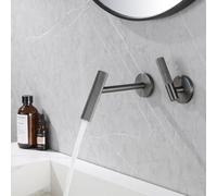 Basin Mixer Tap Bathroom Sink Taps Wall Mounted Brass for Bathroom,Gun Gray,Single Handle Lavatory Sink Faucet