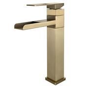 Basin Mixer Tap Bathroom Sink Taps Waterfall Brushed Gold Tall Stainless Steel Single Lever Lavatory Sink Faucet