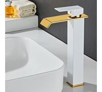 Basin Mixer Tap Bathroom Sink Taps Waterfall Sink Taps Black+d for Waterfall Spout, 2 Holes-Low Lavatory Sink Faucet