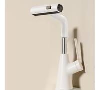 Basin Mixer Tap Bathroom Sink Taps with Pull Out Sprayer, Basin Tap Brass 3 Modes Hot and Cold Water Rotation-Grey Lavatory Sink Faucet