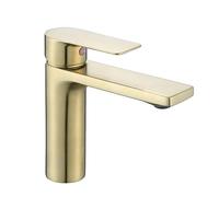 Basin Mixer Tap,Brushed Gold,Bathroom Taps Basin,Bathroom Mixer Tap,Hot and Cold Mixing Single Handle Single Hole Full Copper,Brushed Gold + High