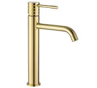 Basin Mixer Tap Rea Lungo Diamond Gold High, Brass
