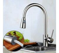 Basin Mixer Tap,Single Handle Can Be Rotated 360 °Compatible with Pull-Out Dual Rinsing Spray Stainless Steel Drawing Kitchen Sink Faucet,Hot and Cold Water Taps,Modern Style(Drawing)