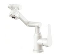 Basin Mixer Tap, Single Handle High Rise Mixer with 2 Water Outlet Modes, Height Adjustable, Modern Silver Finish for Bathroom or Kitchen