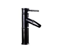 Basin Mixer Taps All Copper Faucet Antique Wash Face and Hand Wash Bathroom Faucet Hot and Cold Bamboo Bathroom Basin Faucet, Black Short