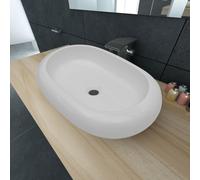 Basin Oval Ceramic Wash White 63x42x12cm Above Counter High Gloss EasyClean Rim