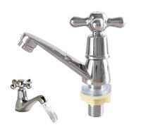 Basin Pillar Taps Bathroom Sink Victorian Traditional Chrome Brass Cross Lever,Wash Basin Hot and Cold Taps Separate, Easy Clean, Traditional Design, Easy to Install