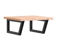 Basin Shelf Wall Mounted Bathroom Countertop Steel and Solid Wood Beech vidaXL