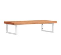 Bathroom Basin Shelf Solid Beech Top Dark Brown Black Steel Brackets 100x50x4cm