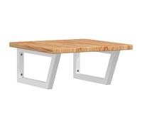 Basin Shelf Wall Mounted Bathroom Countertop Steel and Solid Wood Oak vidaXL
