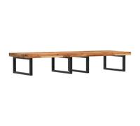 Basin Shelf Wall Mounted Bathroom Countertop Steel & Solid Wood Acacia vidaXL