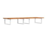Basin Shelf Wall Mounted Bathroom Countertop Steel & Solid Wood Acacia vidaXL