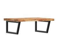 Basin Shelf Wall Mounted Bathroom Countertop Steel & Solid Wood Acacia vidaXL