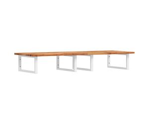 Basin Shelf Wall Mounted Bathroom Countertop Steel & Solid Wood Acacia vidaXL