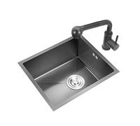 Basin Single Bowl Bar Or Kitchen Sink 304 Stainless Steel, Flush Mount Black Nano Basin Drain Set 210Mm X 340Mm,