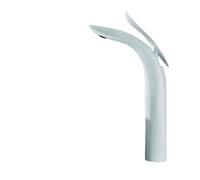 Basin Sink Faucet Minimalist Design Single Handle Hot and Cold Water Mixer Tap Hole Deck Mounted Washbasin Crane(White)