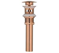 Basin Sink Pop Up Drain Gray Pop Up Drain Bathroom Sink Vessel Vanity Brushed Gold Solid Brass Assembly Replacement Kits Stopper, Flip Top, Overflow(Rose gold with)