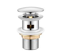 Basin Sink Waste Pop Up, Click Clack Sprung Plug with Overflow, Sprung Basin Waste Slotted Chrome Bathroom Sink Waste Modern 65mm - Universal Standard G 1 1/4 BSP Connection