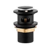 Basin Sink Waste Pop Up Slotted Bathroom Sink Waste Black Click Clack Sprung Plug with Overflow, 38mm Slotted Pop-up Waste, Brass Pop Up Sink Plug for Bathroom Sink