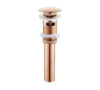 Basin Sink Waste Slotted Pop Up,Rose Gold,Basin Waste and Overflow,Pop Up Sink Plugs,with Overflow Hole,Full Copper Bouncing Drain,Rose Gold A