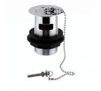 Basin Slotted Waste with Chrome Plug & Chain - Traditional Brass Plug Waste for Basins with Overflow