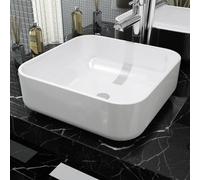 Basin Square Ceramic White 38x38x13.5 cm Above-Counter Glazed Wash Basin Style