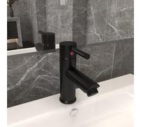 Basin Tap Black Zinc Brass 130x176mm Mixer Single Lever Bathroom 40mm hose deck