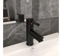 Basin Tap Black Zinc Brass 130x176mm Mixer Single Lever Bathroom 40mm hose deck