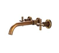 Basin Tap Mixer All-Copper One-Piece Black Basin Faucet Concealed Wall-Mounted Hot and Cold Wall-Mounted Faucet for Home Use Brown