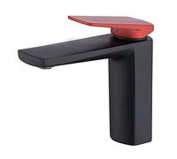 Basin Tap Mixer Hotel Black Simple Hot Water Faucet Basin Full Copper Square Red Bathroom Home Toilet Basin Faucet, Silver High,Black Red Dwarf