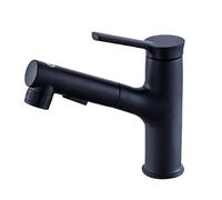 Basin Tap with Pull Out Spray Faucet Brass Hot and Cold Water Teles Multifunctional Sink Faucet Black