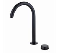Basin Taps 2 Hole Black Gooseneck Single Lever Handle Bathroom Sink Taps 360° Rotation
